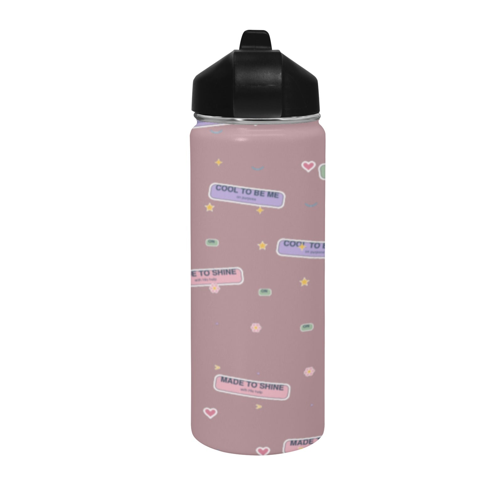 Grace Mode Dusty Rose Insulated Water Bottle with Straw Lid – 18 oz