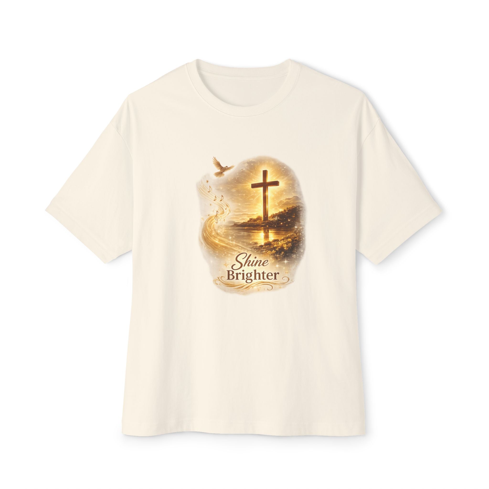 Shine Brighter Cross & Dove Oversized Tee