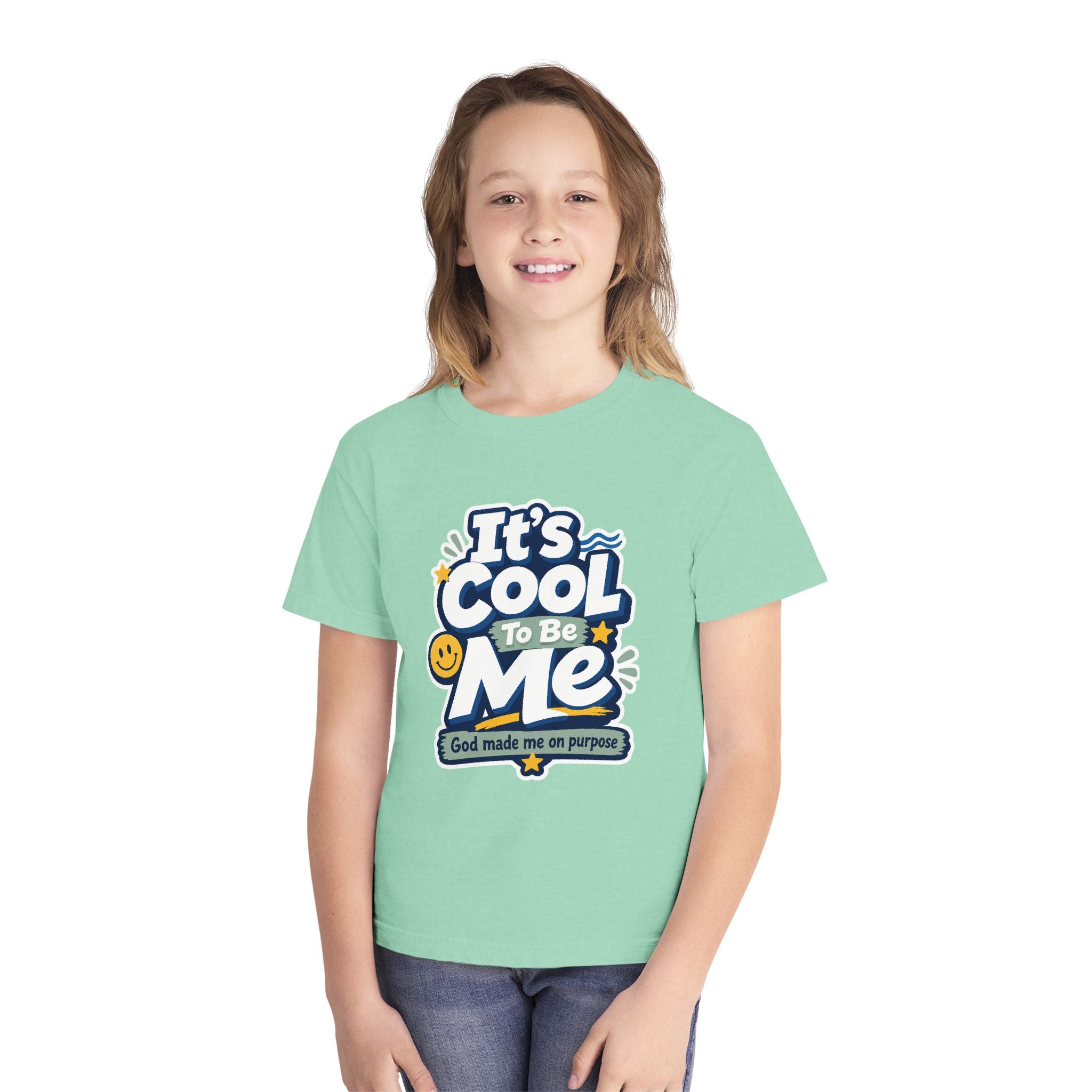 Youth Tee — "It's Cool To Be Me" Positive Faith Graphic