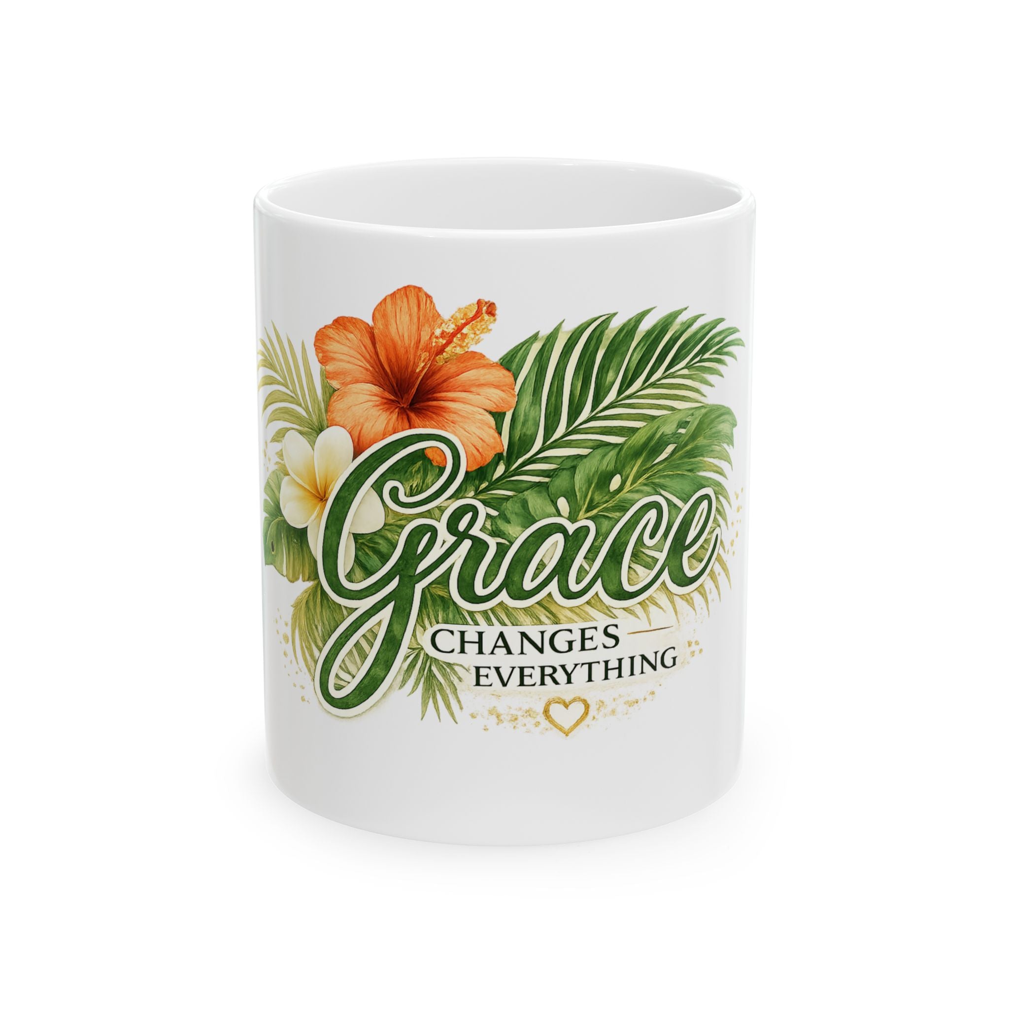 Grace Changes Everything Floral Ceramic Mug — Inspirational Christian Coffee Cup (11oz & 15oz)