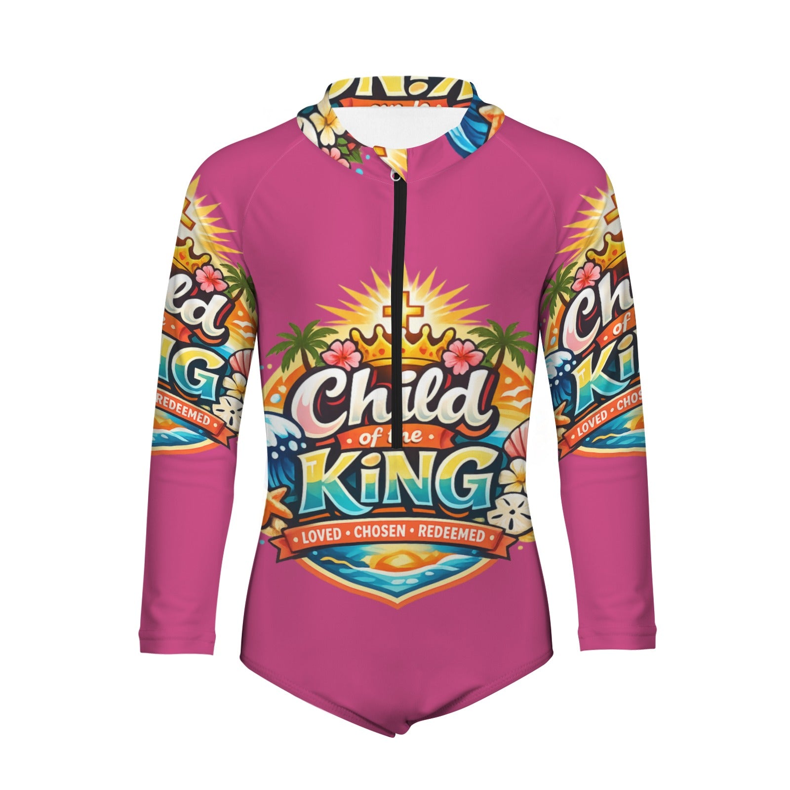 Child of the King Girls’ Long-Sleeve One-Piece Swimsuit