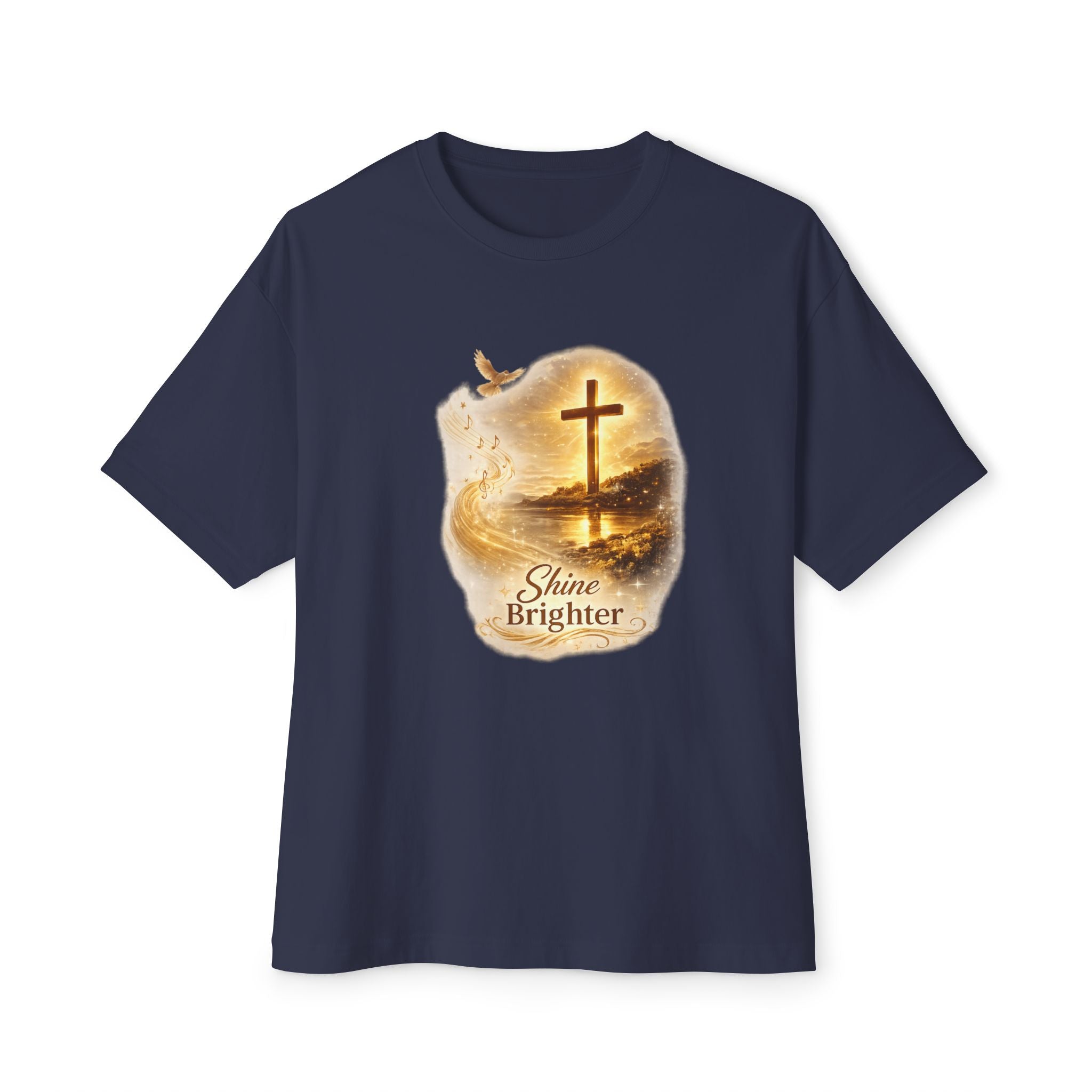 Shine Brighter Cross & Dove Oversized Tee