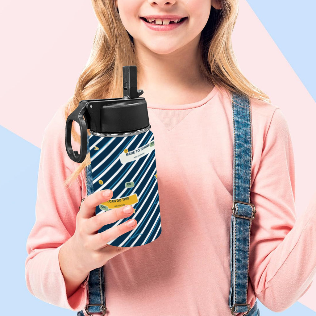 Blue Horizon Kids Water Bottle with Straw Lid – 12 oz