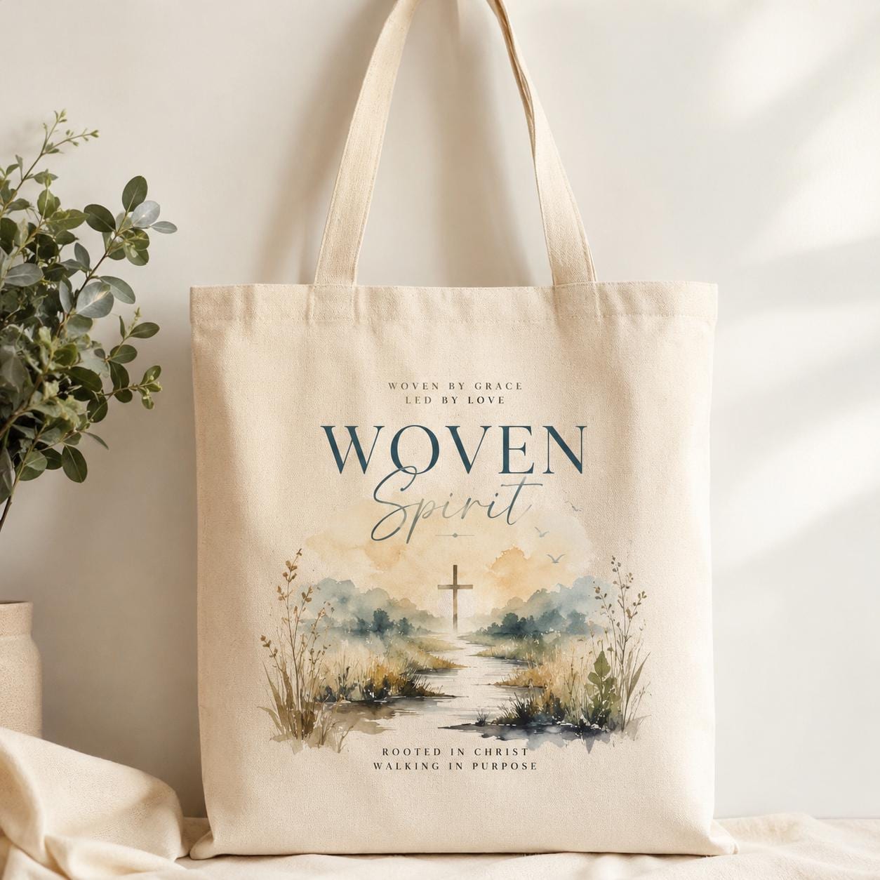 Inspirational Tote Bag | Canvas Scripture Art