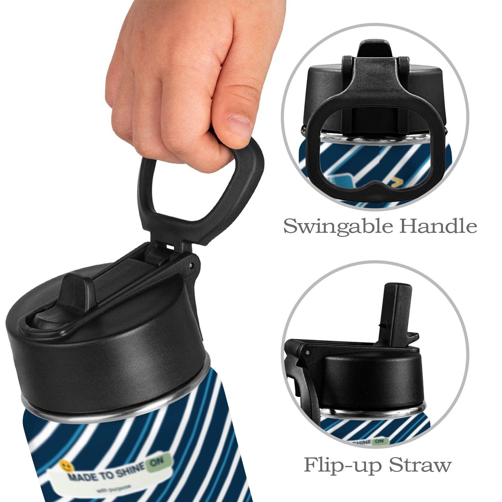 Blue Horizon Kids Water Bottle with Straw Lid – 12 oz