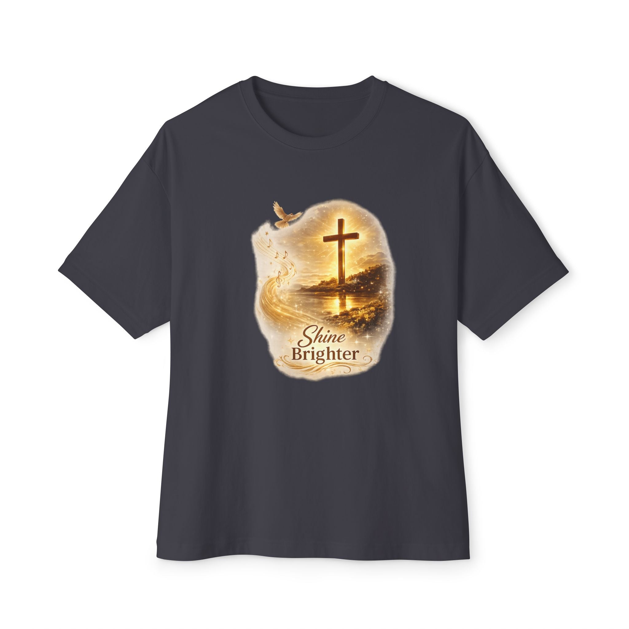 Shine Brighter Cross & Dove Oversized Tee