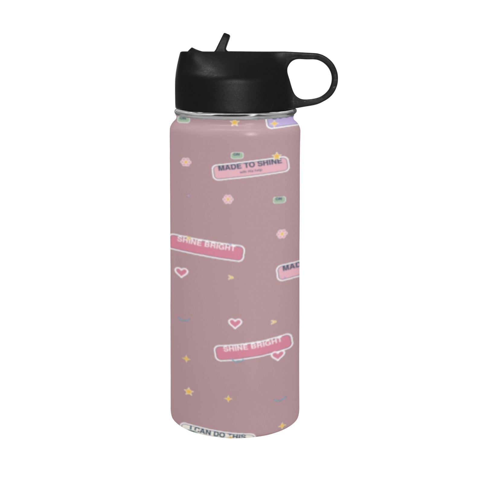 Grace Mode Dusty Rose Insulated Water Bottle with Straw Lid – 18 oz