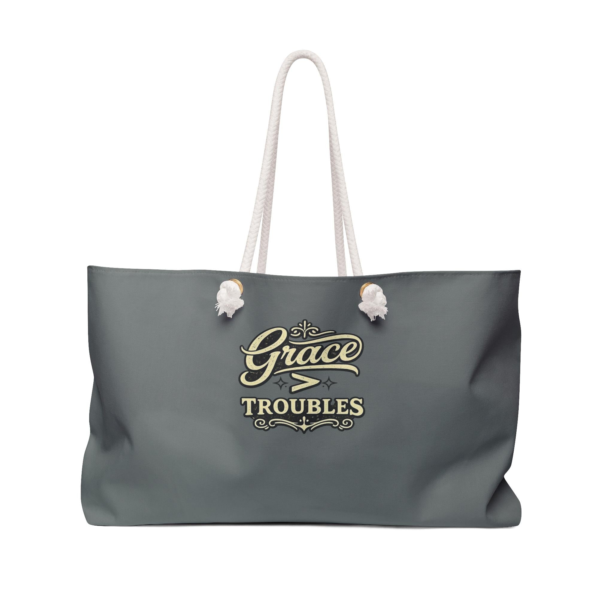 Weekender Tote Bag: 100% Spun Polyester, Rope Handles (24" x 13")